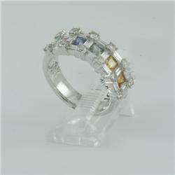 Ring 2.41 ctw Diamond & Multi-color  14K White Gold- SRP$ 9108