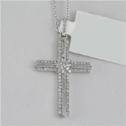 Cross Necklace 0.22 ctw Diamond  14K  White Gold- SRP$ 1730
