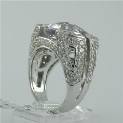 Ring 9.33 ctw Diamond & Pink Amethyst  14K White Gold- SRP$ 8423