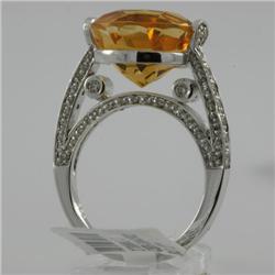 Ring 8.87 ctw Diamond & Citrine  18K  White Gold- SRP$ 3959