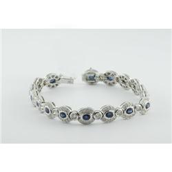 Bracelet 8.05 ctw Diamond & Blue Sapphire  14K White Gold- SRP$ 21034
