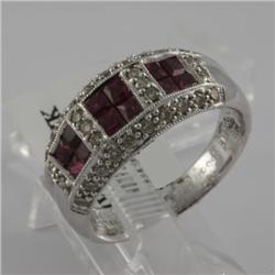 Ring 1.77 ctw Diamond & Ruby  14K  White Gold- SRP$ 3912