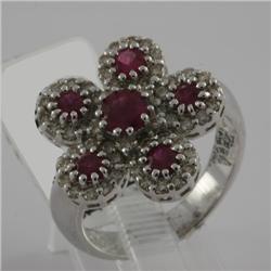Ring 1.61 ctw Diamond & Ruby  14K  White Gold- SRP$ 4551