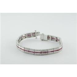 Bracelet 4.64 ctw Diamond & Ruby  18K White Gold- SRP$ 12639
