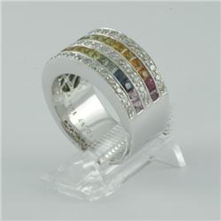 Ring 2.49 ctw Diamond & Multi-color  14K White Gold- SRP$ 5999