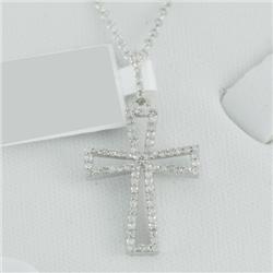 Cross Necklace 0.26 ctw Diamond  14K  White Gold- SRP$ 1510