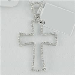Cross Necklace 0.38 ctw Diamond  14K  White Gold- SRP$ 2148