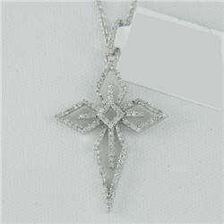 Cross Necklace 0.26 ctw Diamond  14K  White Gold- SRP$ 1569