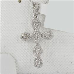 Cross Necklace 0.23 ctw Diamond  14K  White Gold- SRP$ 1407