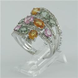 Ring 4.57 ctw Diamond & Multi-color  14K White Gold- SRP$ 5506