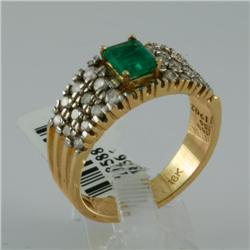 Ring 1.77 ctw Diamond & Emerald  18K  Yellow Gold- SRP$ 5896