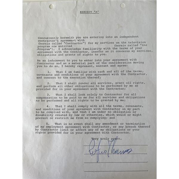 Soul Singer Rufus Thomas signed contract