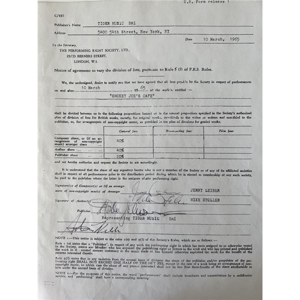 Hound Dog Writers For Elvis Presley Jerry Leiber and Mike Stoller signed contract