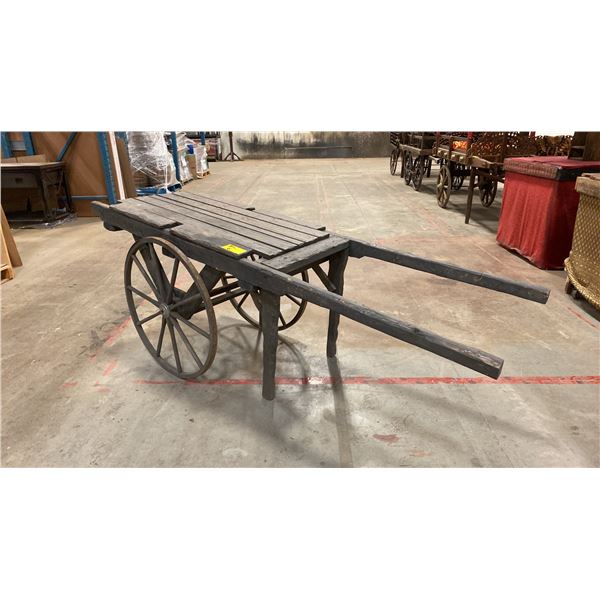 RUSTIC 2-WHEEL WOODEN CART