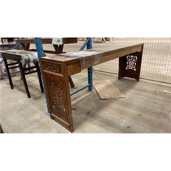 ORNATE WOOD HALL TABLE