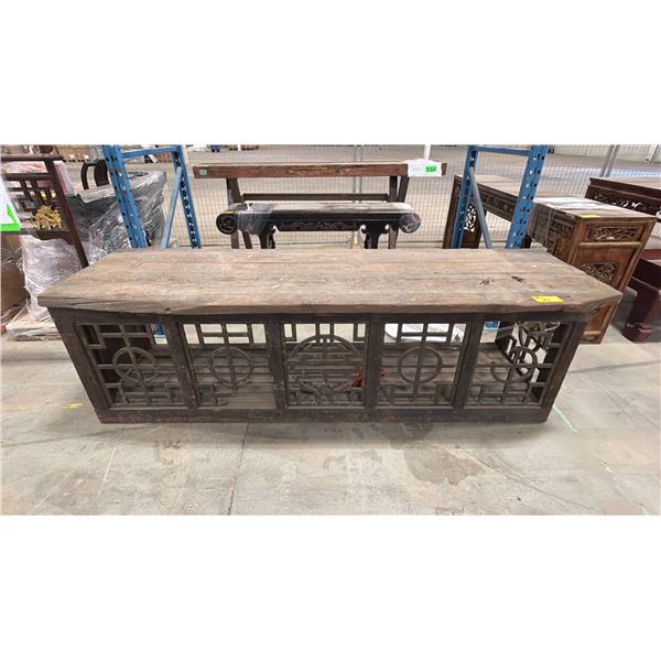 ORNATE WOOD HALL TABLE