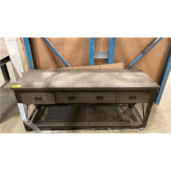 RUSTIC 4-DRAWER 2-TIER WOODEN TABLE