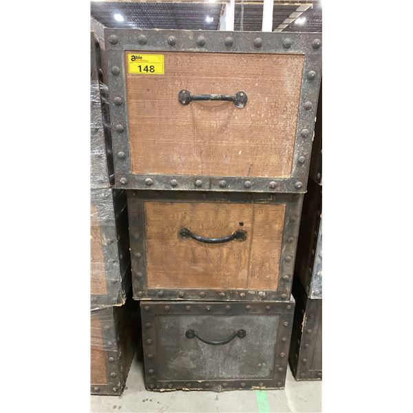 (3) WOODEN CRATES WITH HANDLES SHOW PROPS