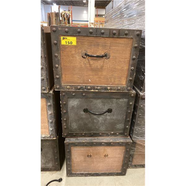 (3) WOODEN CRATES WITH HANDLES SHOW PROPS