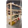 Image 1 : 4-TIER WOOD SHELVING UNIT WITH ASSORTED SHOW PROP CONTENTS