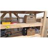 Image 3 : 3-TIER WOOD SHELVING UNIT WITH ASSORTED CONTENTS