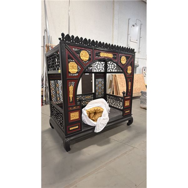 ORNATE CHINESE MOTIF BED SET WITH MATTRESS