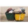 Image 1 : (2) ROLLING BINS WITH ASSORTED LINENS & BLANKETS CONTENTS