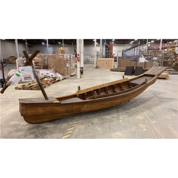 WOOD RIVER BOAT WITH OARS 16.5 FT.LONG X 3.5 FT. WIDE