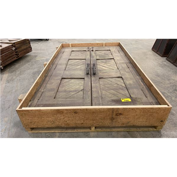 ORNATE FRAMED WOOD DOUBLE DOOR 94"H X 58" W