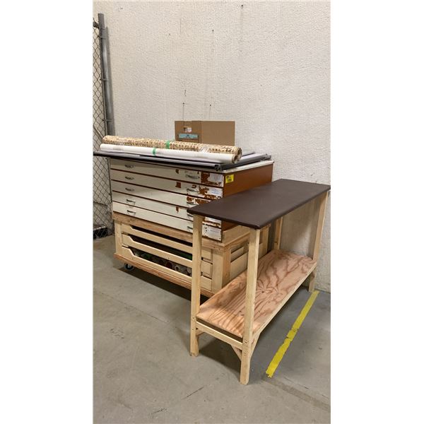 PORTABLE ORGANIZER WITH FABRIC & PAPER CONTENTS, HALL TABLE & MORE