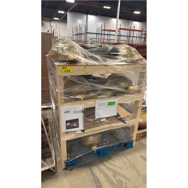PALLET OF WOOD SHELVING UNIT & ASSORTED SHOW PROPS