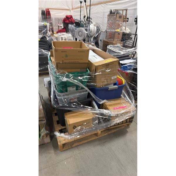 PALLET OF ASSORTED ITEMS INCLUDING; AIR PURIFIER, SHOW PROPS & MORE