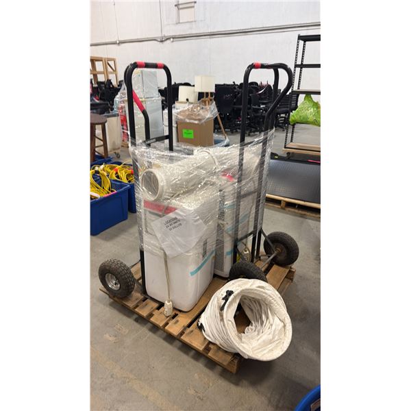 PALLET OF ASSORTED ITEMS INCLUDING; 2-WHEEL FURNITURE DOLLYS, AIR CONDITIONERS & MORE