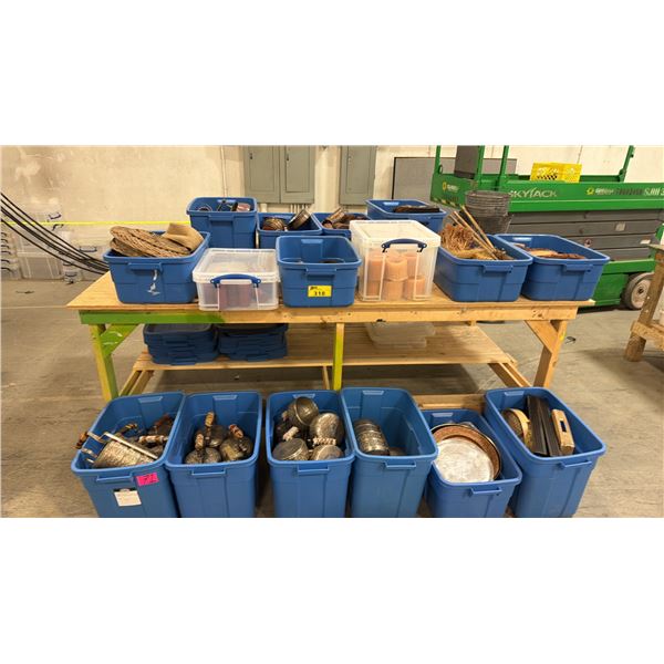 CONTENTS OF TABLE & FLOOR INCLUDING; BASKETS, TEAPOTS, STEINS & MORE