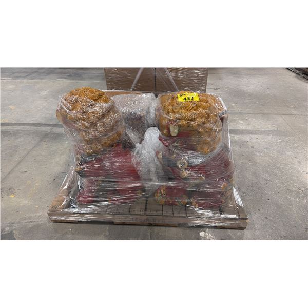 PALLET OF FU DOG STATUES & PROP FURNITURE