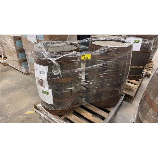 PALLET OF (2) SHOW PROP OAK BARRELS