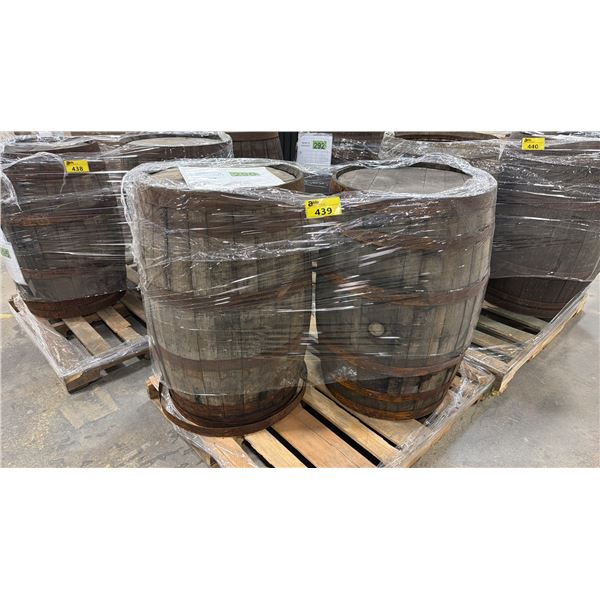 PALLET OF (2) SHOW PROP OAK BARRELS