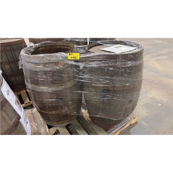 PALLET OF (2) SHOW PROP OAK BARRELS