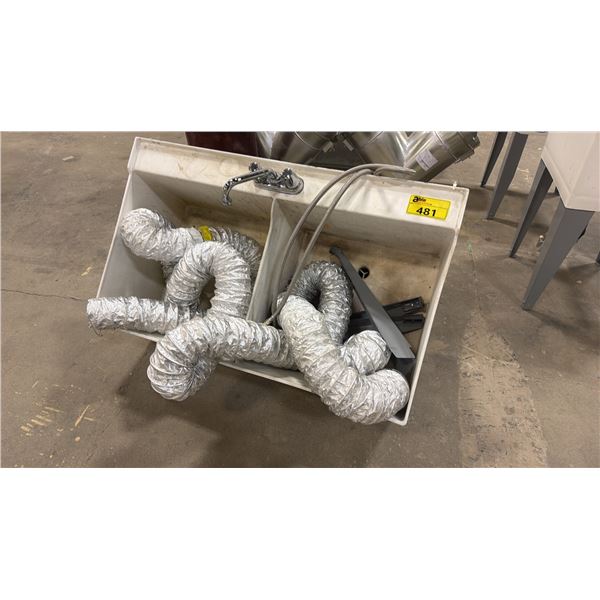 CERAMIC DUAL BAY SINK WITH FAUCET & ASSORTED FURNACE HOSING