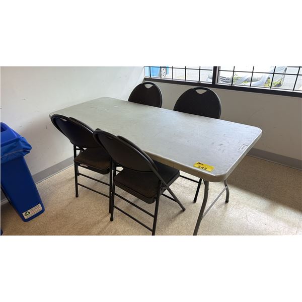 PLASTIC FOLDING TABLE WITH 4 FOLDING CHAIRS