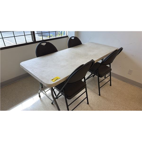 PLASTIC FOLDING TABLE WITH 4 FOLDING CHAIRS