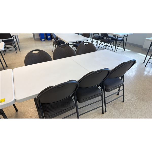 PLASTIC FOLDING TABLE WITH 6 FOLDING CHAIRS