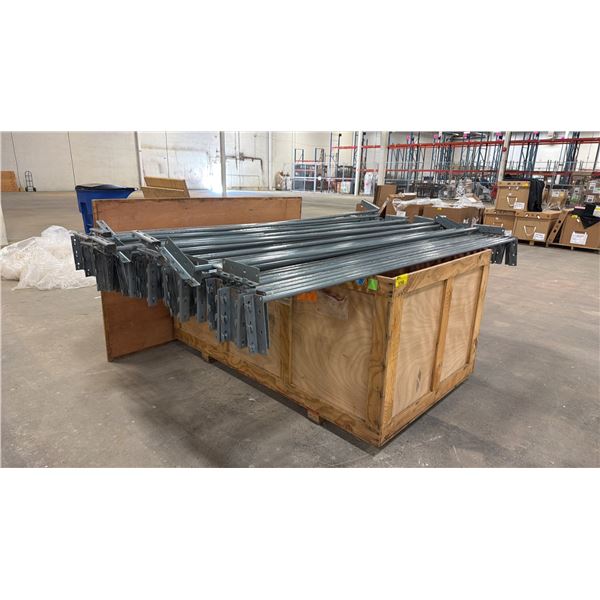 (2) LARGE SHIPPING CRATES & PALLET RACKING SIDE RAILS