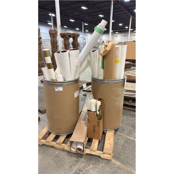 PALLET OF ASSORTED LENGTHS OF PAPER & FABRIC