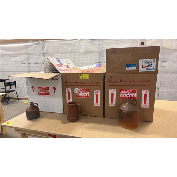 3 BOXES OF ASSORTED STEINS & BOTTLES