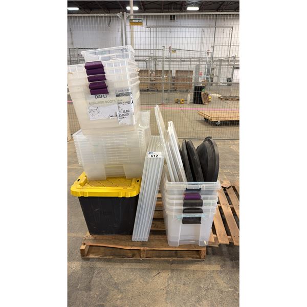 PALLET OF ASSORTED TOTES WITH LIDS