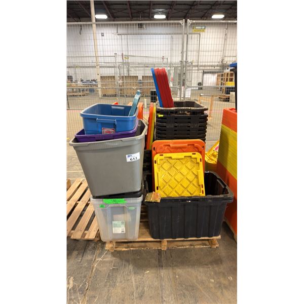 PALLET OF ASSORTED TOTES WITH LIDS