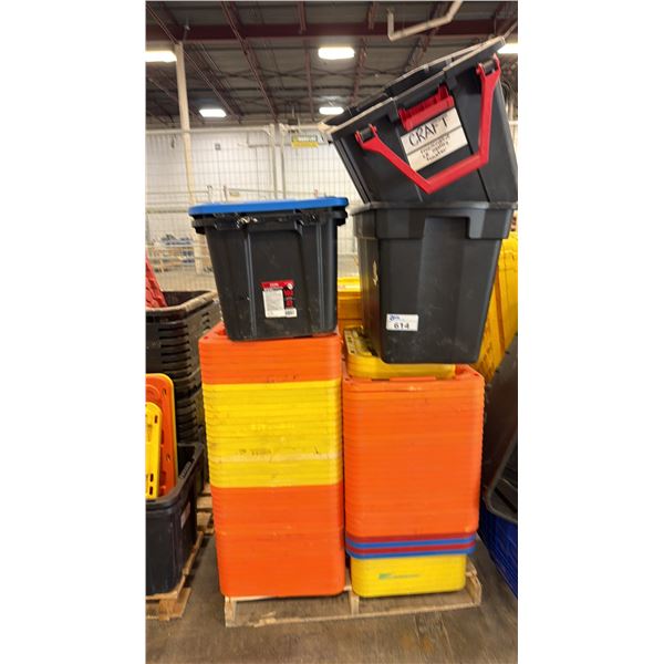 PALLET OF ASSORTED TOTES & TOTE LIDS