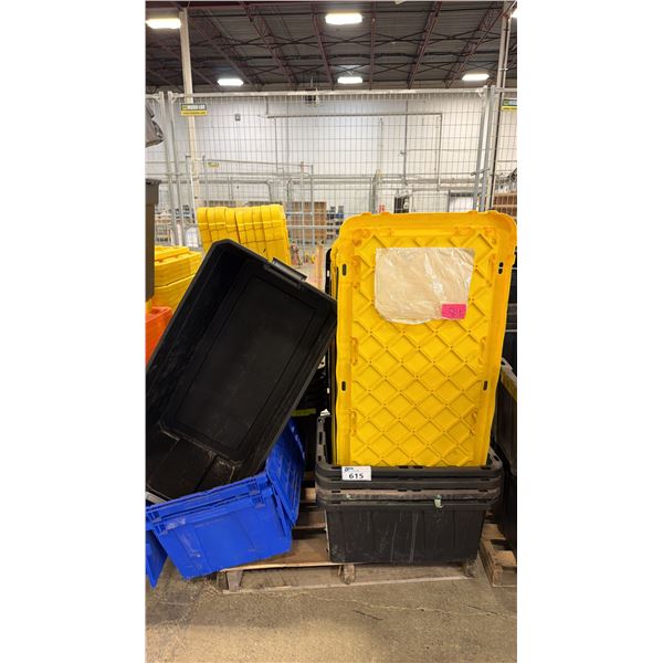 PALLET OF ASSORTED TOTES WITH LIDS