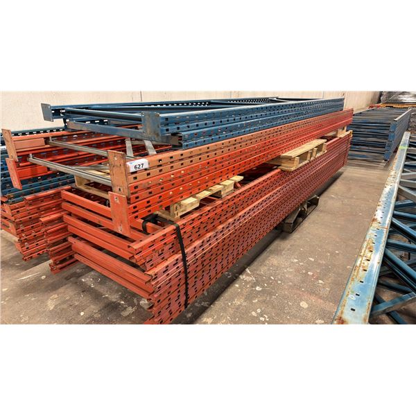 PALLET OF APPROX (13) ASSORTED SIZE PALLET RACKING UPRIGHTS, 198"L X 44"W